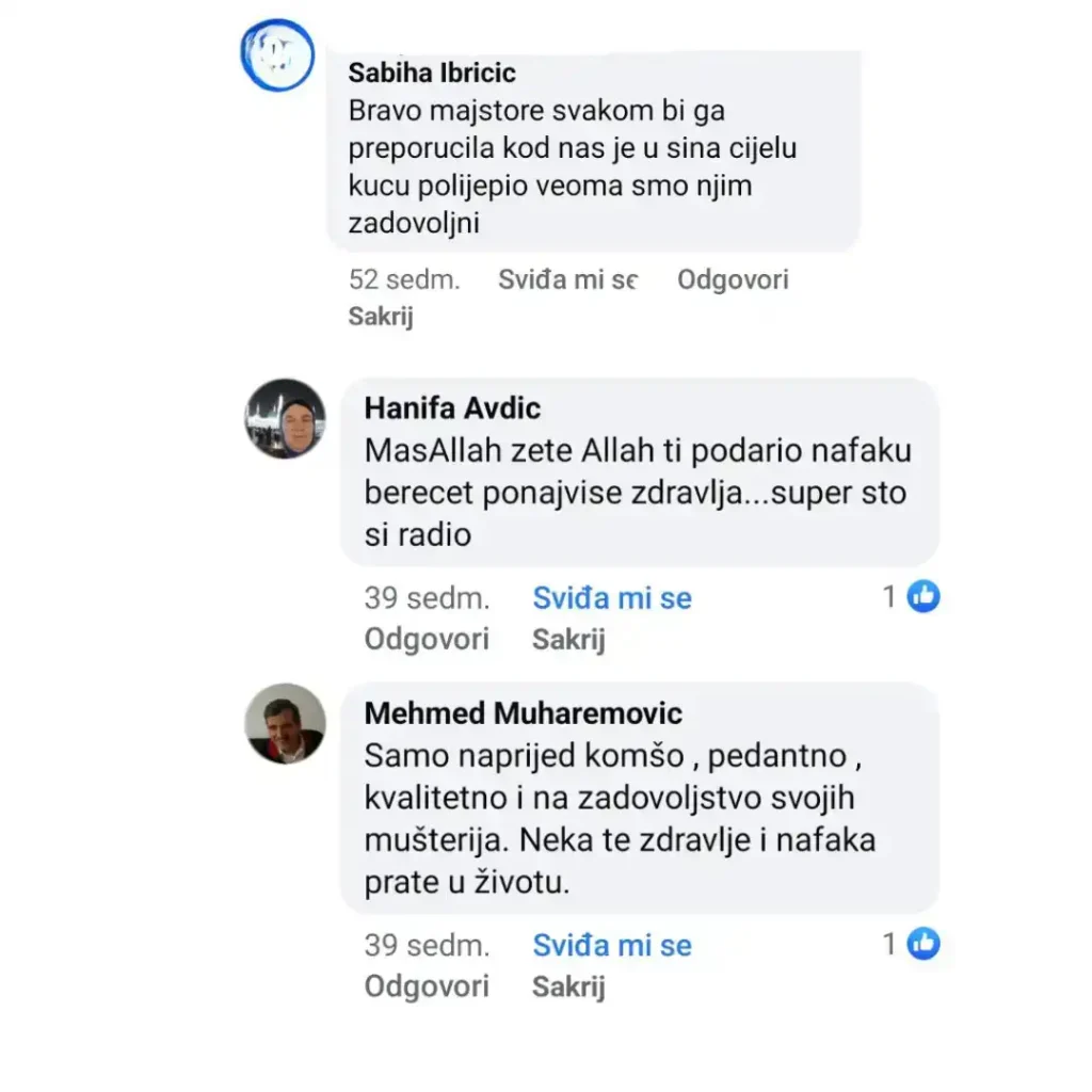 Komentari sa facebook stranice Keramičarske usluge DAV